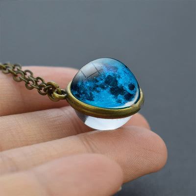 Solar System Double Side Glass Necklace