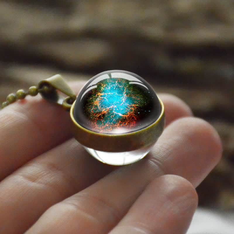Creative Glass Ball Moon Star Necklace