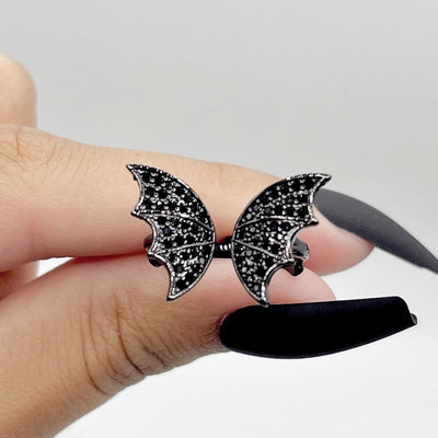 Black Bat Wings Ring