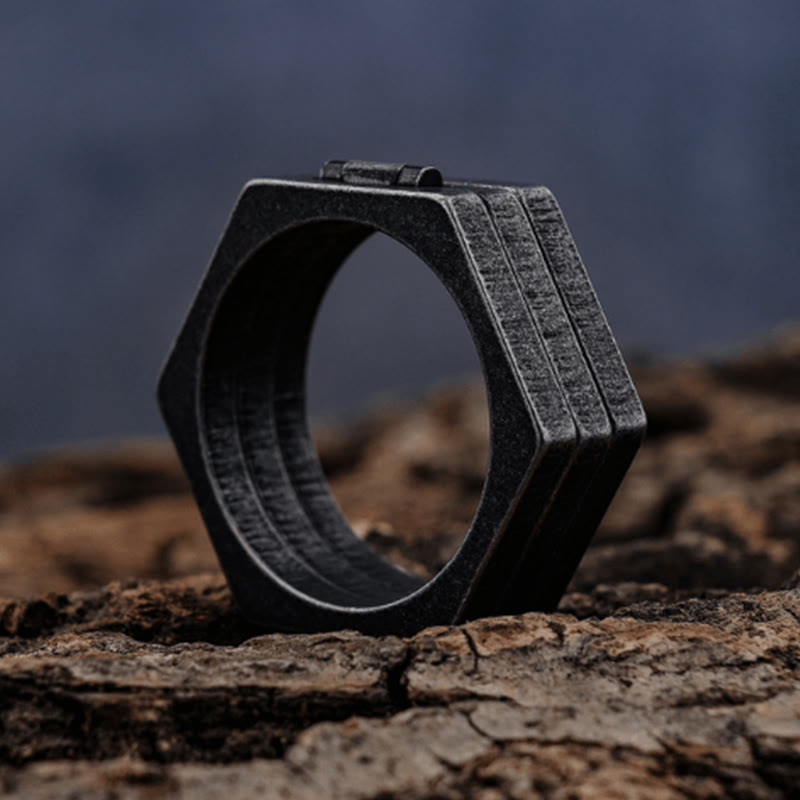 Hexagonal Simple Unique Stainless Steel Ring