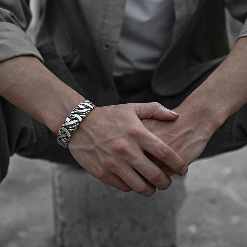 Limited Sale -  Vintage Men Weave Silver Opening Bracelet