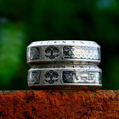 Men's Viking Runes Tree Of Life Ring