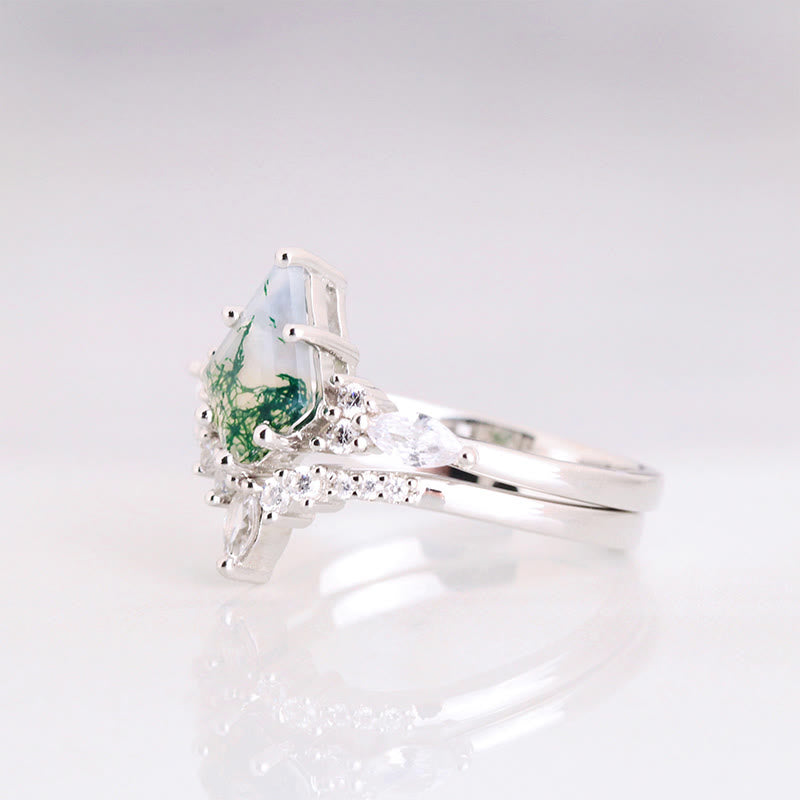 FREE Today: "Sense Of Tranquillity" 2 Pcs Natural Moss Agate Ring Set - image 5