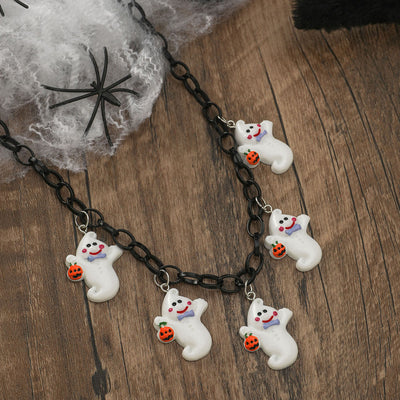 Pumpkin Skull Ghost Witch Hat Halloween Necklace