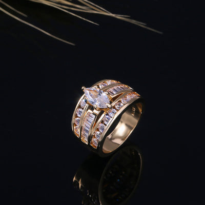 Copper Paved Zirconia Luxurious Ladies Ring