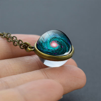 Solar System Double Side Glass Necklace