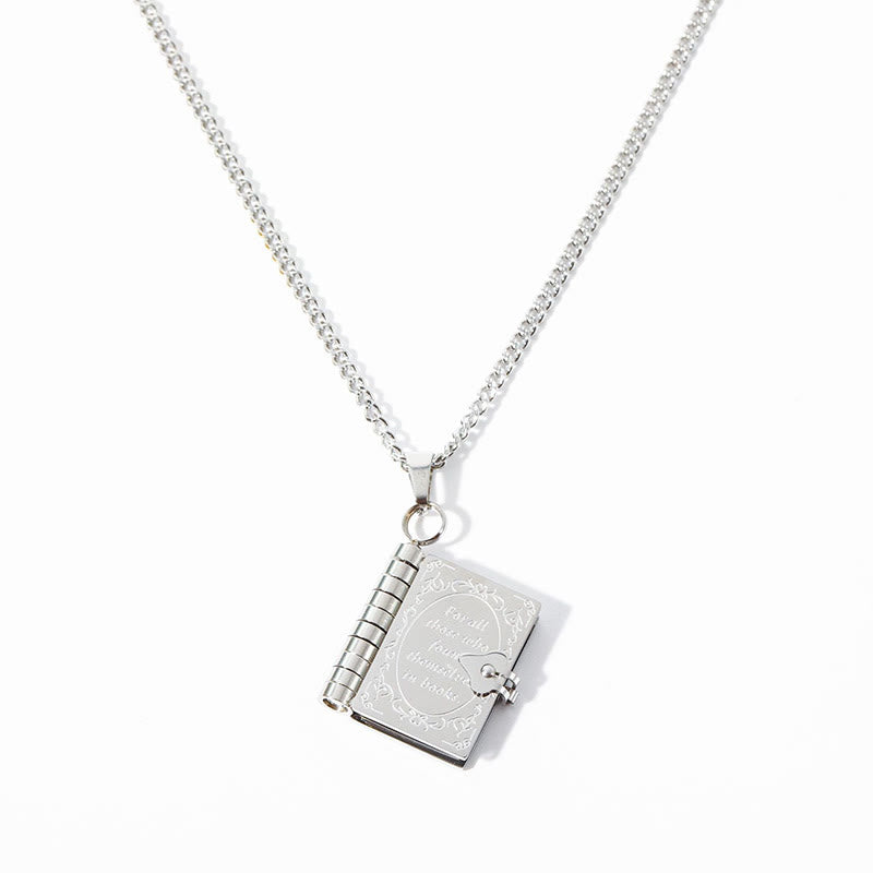 Retro Literary Opening and Closing Book Letter Necklace