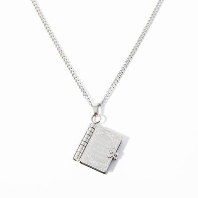 Retro Literary Opening and Closing Book Letter Necklace