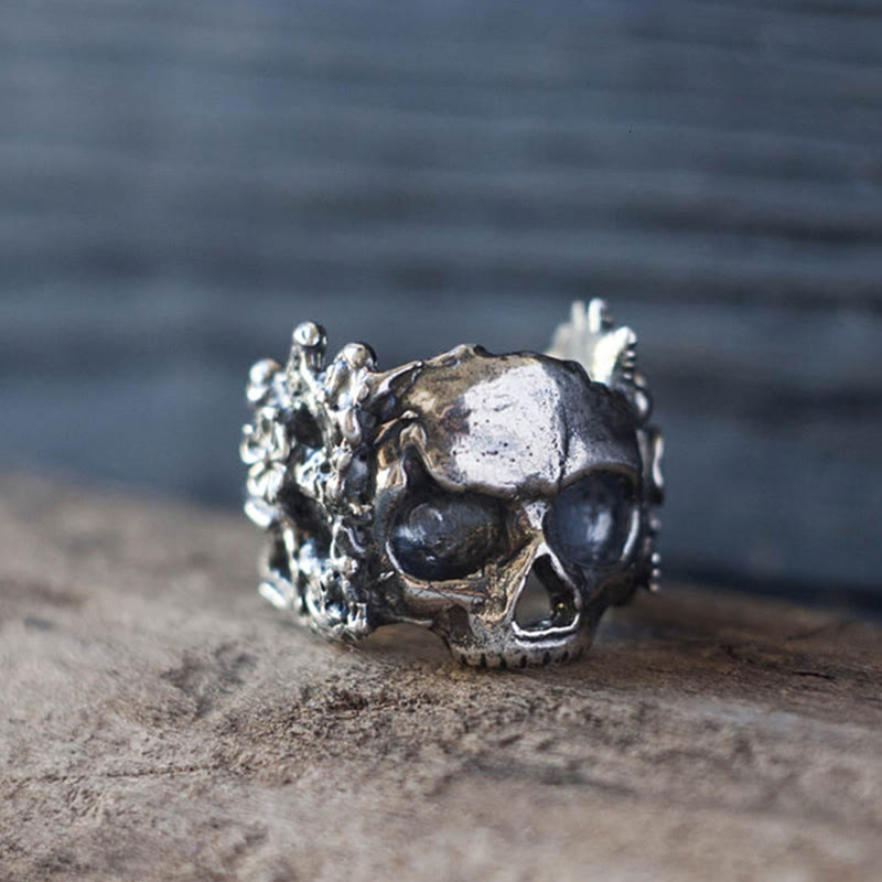 Retro Skull Flower Ring