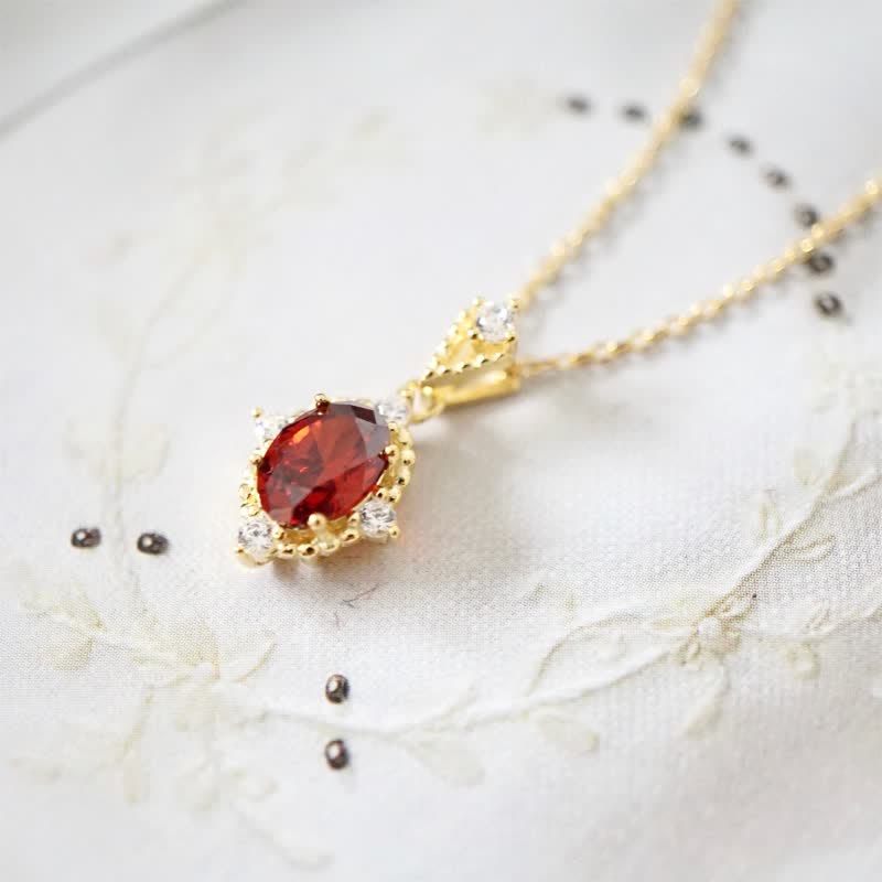 Women's Red Ruby Sparkling Necklace