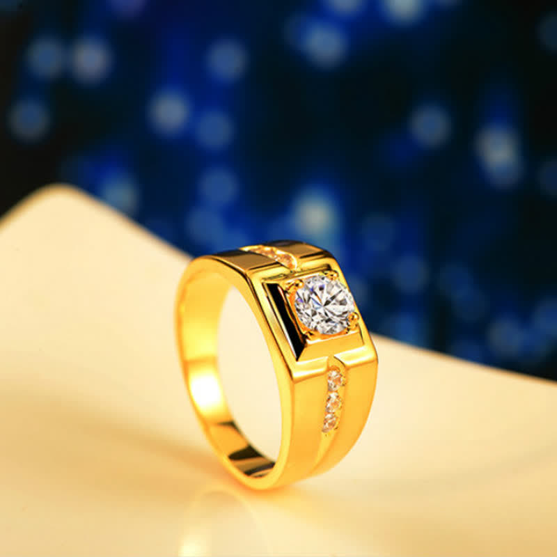 Men's Simulation Diamond Gentleman Gold Plated Ring