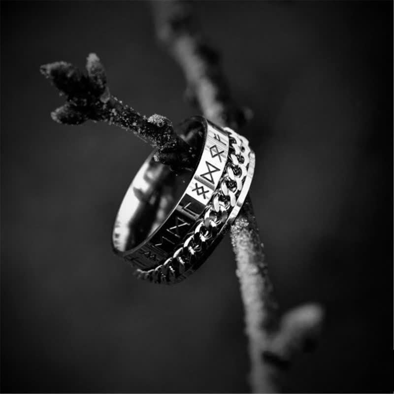 Viking Mystical Runic Rotating Ring