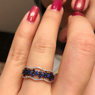 Olivenorma Creative Hollow Sapphire Blue Zircon Ring