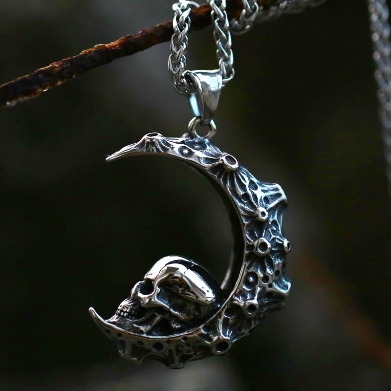 Crescent Skull Titanium Steel Necklace
