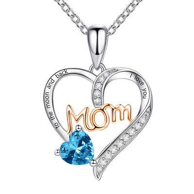 "To My Dear Mom" Zircon Heart Necklace