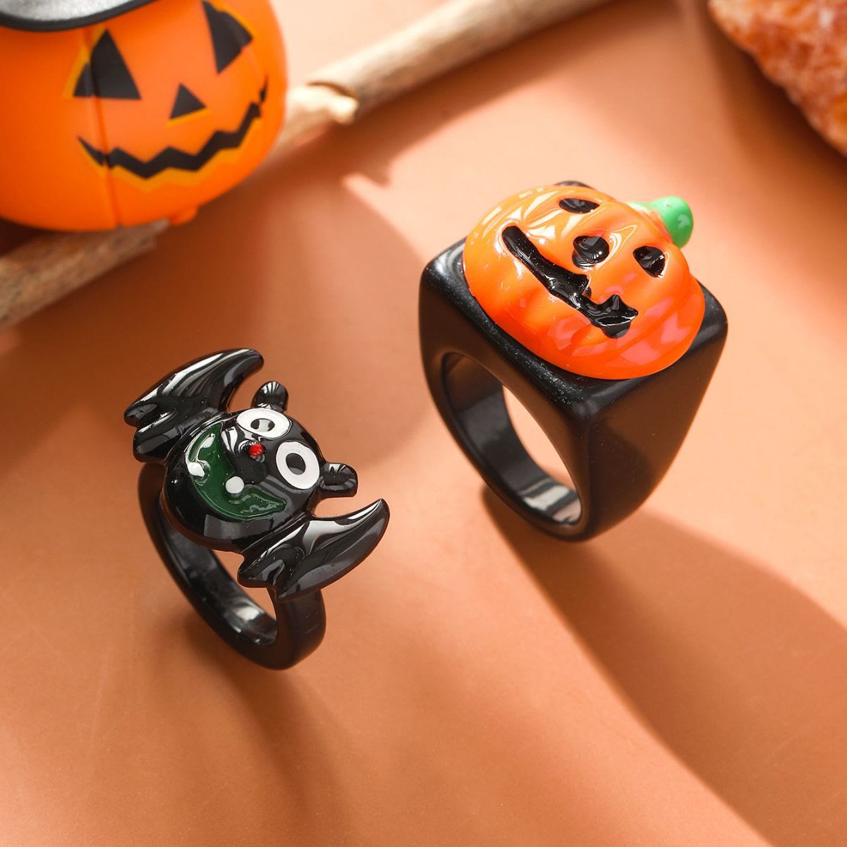 Pumpkin Bat Funny Acrylic Ring