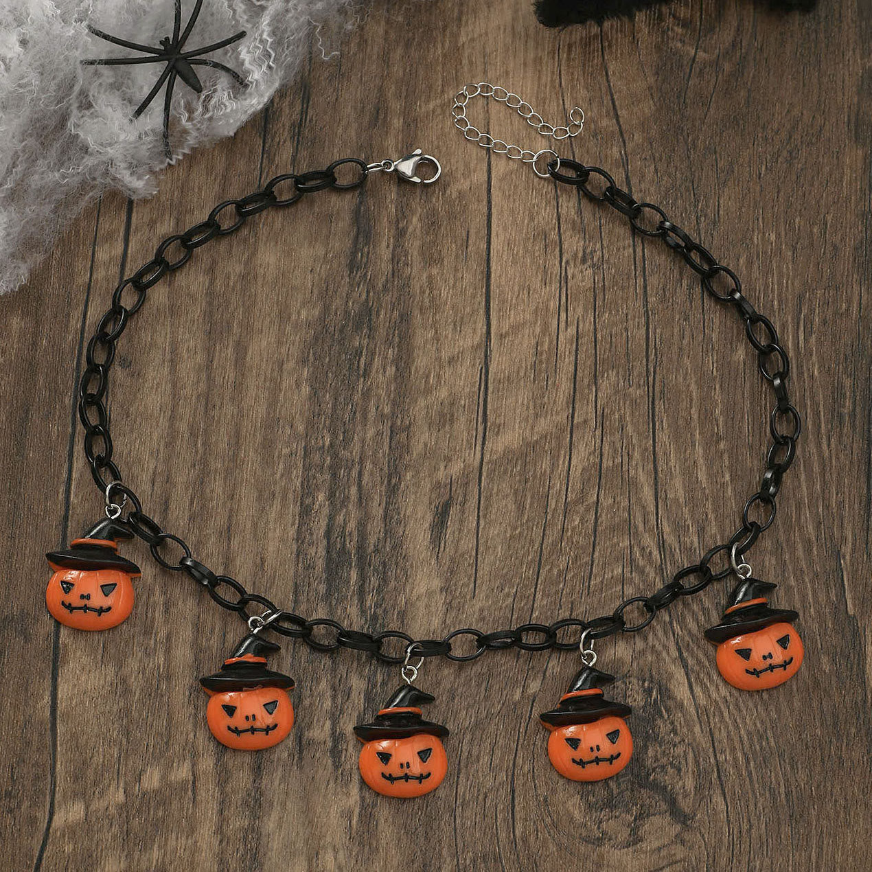 Pumpkin Skull Ghost Witch Hat Halloween Necklace