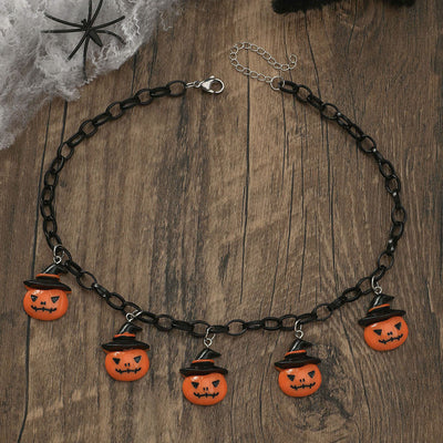 Pumpkin Skull Ghost Witch Hat Halloween Necklace