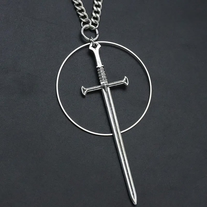 Vintage Long Sword Pendant Necklace