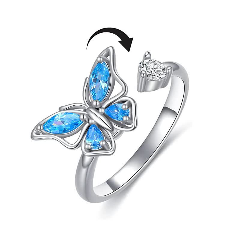 Blue Butterfly Spinner Fidget Ring