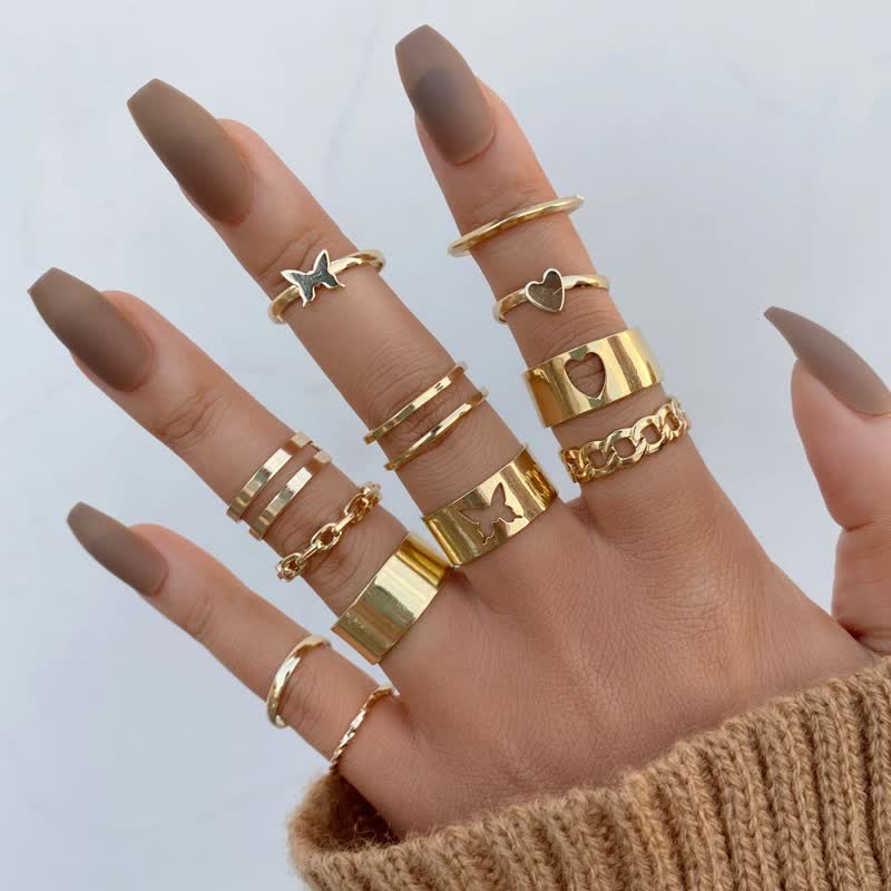 10Pcs Women's Bohemian Geometric Ring Set - #21 - image 21