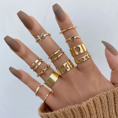 10Pcs Women's Bohemian Geometric Ring Set - #21 - image 21