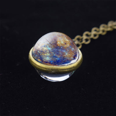 Solar System Double Side Glass Necklace