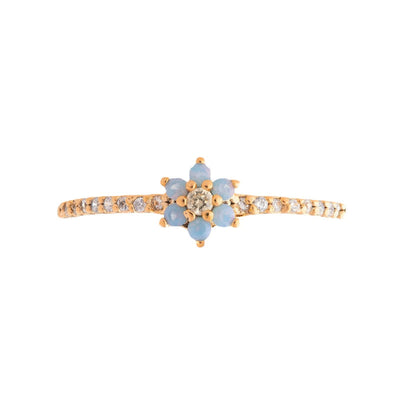 Women's Summer Cool Blue Flower Ring