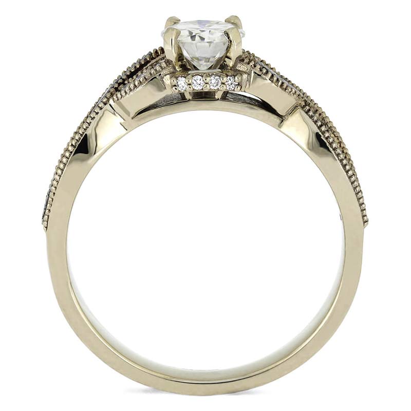 Twist Meteorite Bridal Ring Set