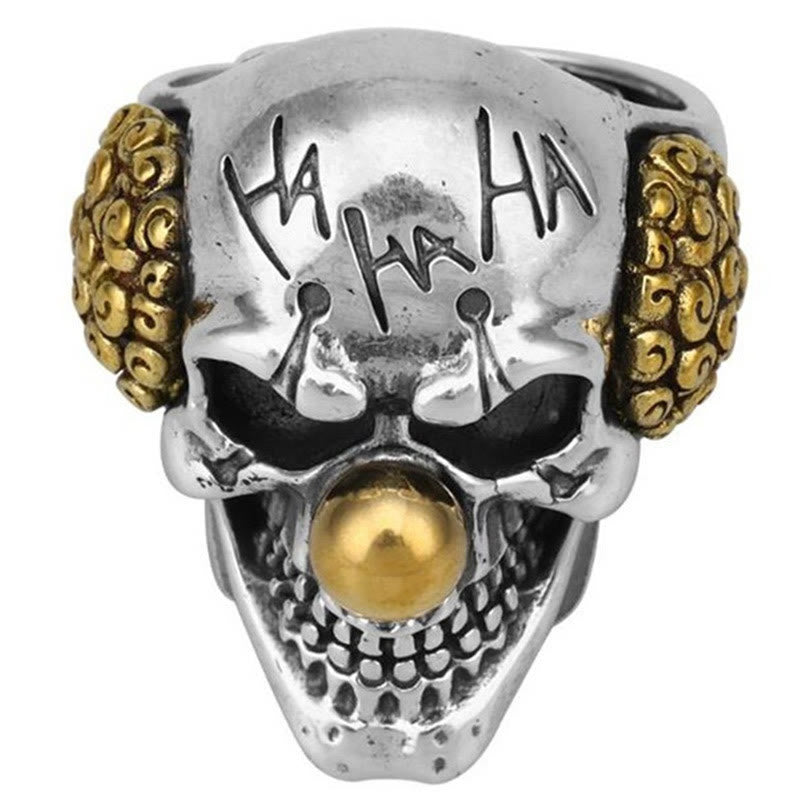 Men's Stainless Steel Clown Skull Ring