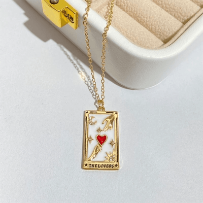 The Lovers Tarot Card Heart Necklace