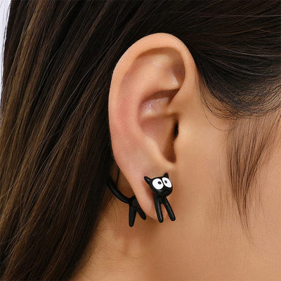 Unique Black White Cute Cat Stud