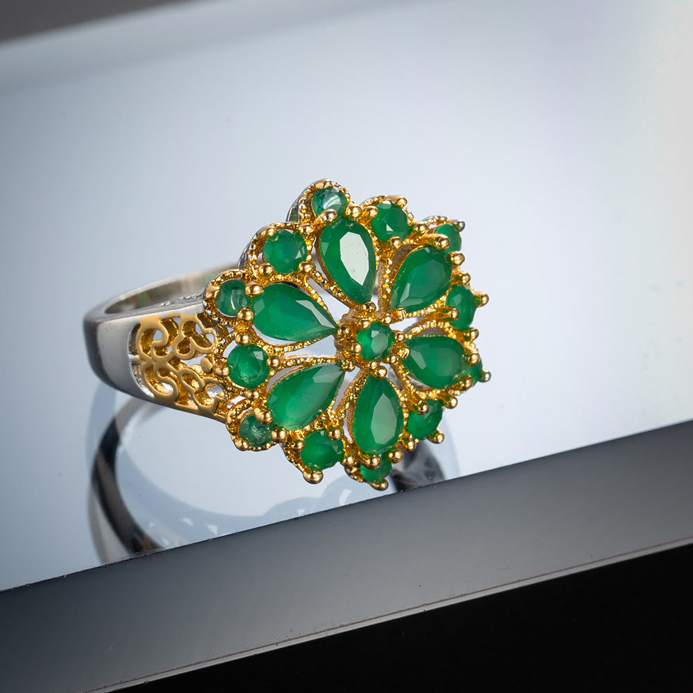 Blooming Flowers Emerald Ring