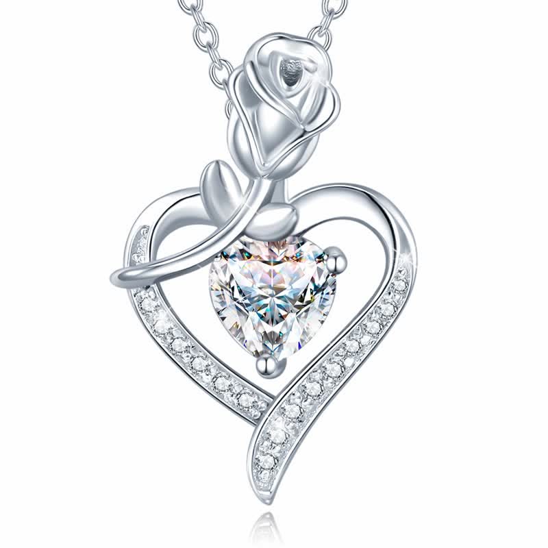 Women's Rose Birthstone Heart Neckalce