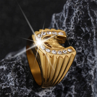 18K Gold-plated Horseshoe Shiny Zircon Ring