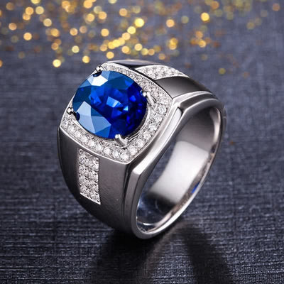 Men's Luxurious Sapphire Crystal Ring