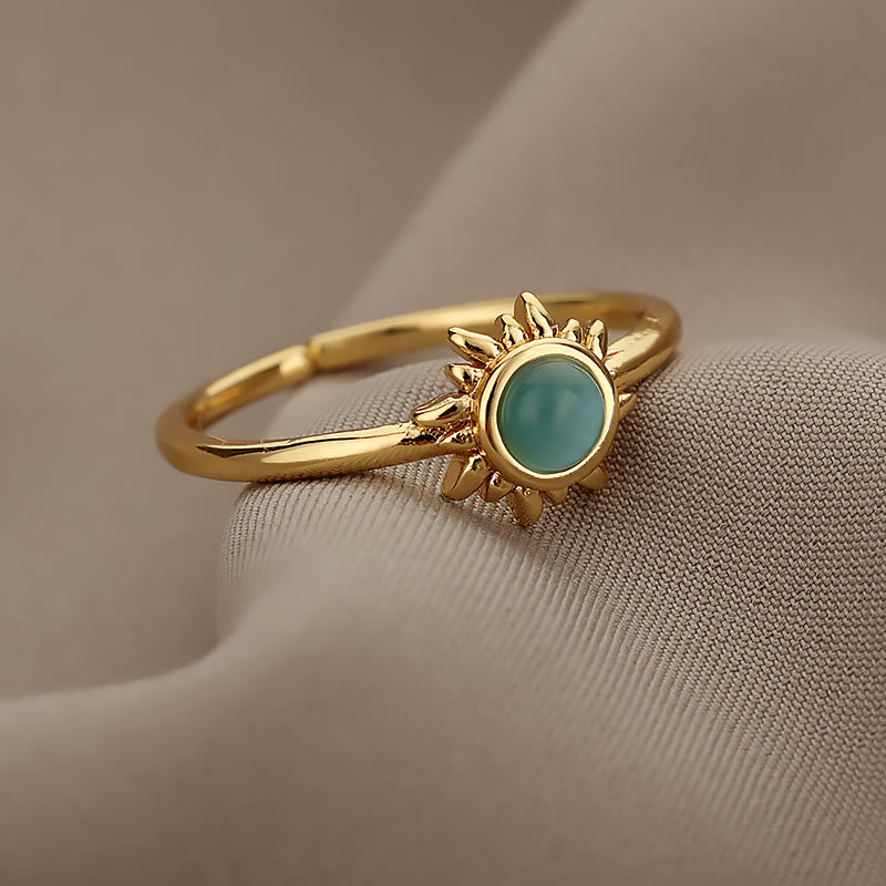 Sun Ring Cat's Eye Stone Adjustable Ring