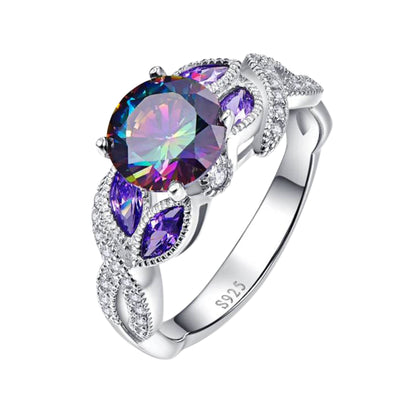 Colorful Oval Zircon Ring