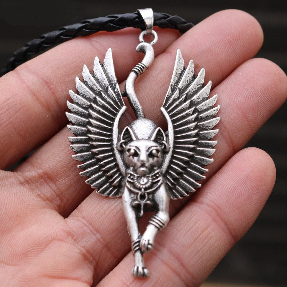 Egyptian Cat Bastet With Wings Necklace