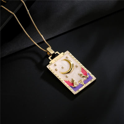 Olivenorma Moon Star Tarot Card Necklace