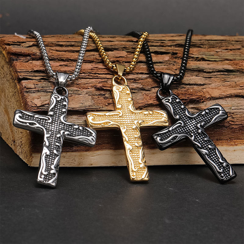 Vintage Titanium Steel Cross Necklace