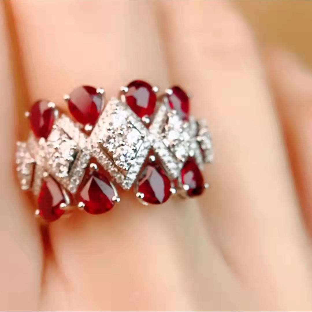 Luxury Ruby With Diamond Ring