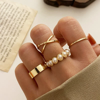 10Pcs Women's Bohemian Geometric Ring Set - #17 - image 17