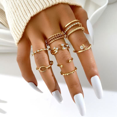 10Pcs Women's Bohemian Geometric Ring Set - #3 - image 3