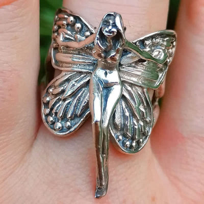 Fairy Elf Ring STERLING SILVER 925 Butterfly Angel Wings