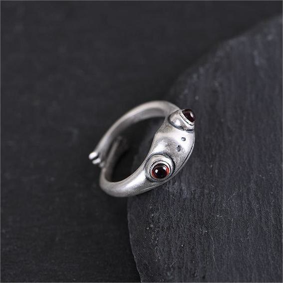 Stainless Steel Animal Silver Cute Frog Ring