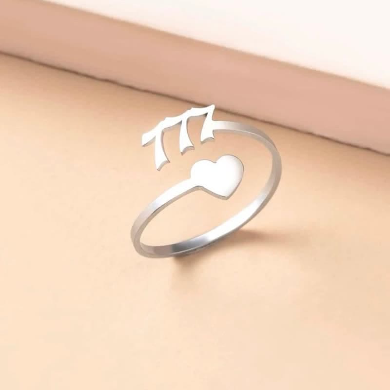 Heart Angel Number Adjustable Ring