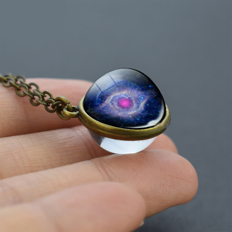 Solar System Double Side Glass Necklace