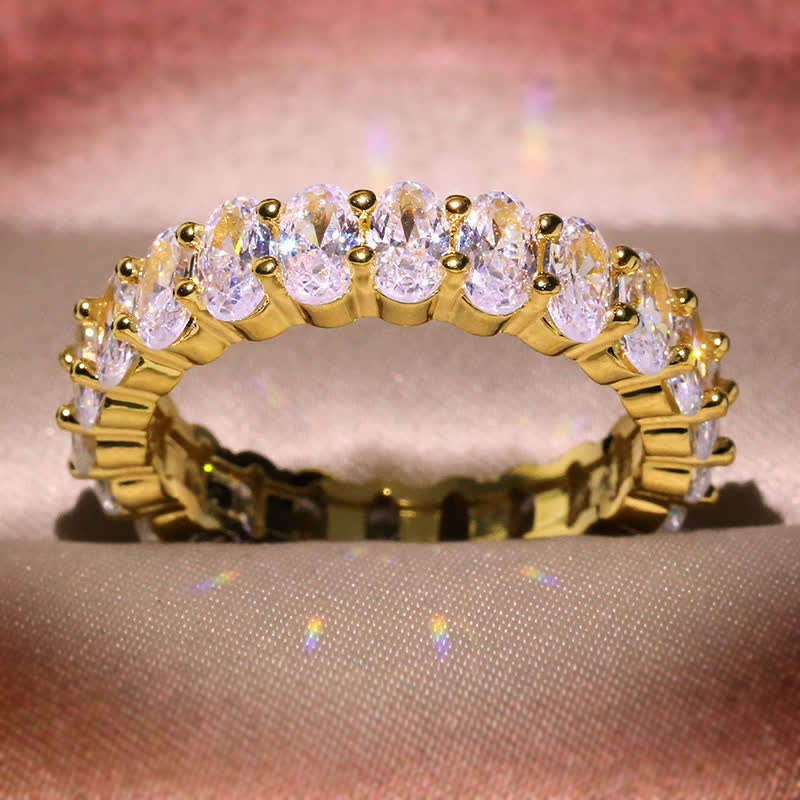 Gold Plated Rings Oval Cubic Zirconia Love Ring