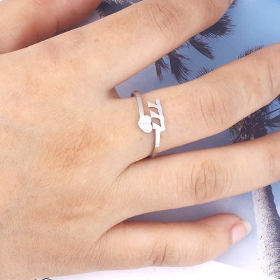 Heart Angel Number Adjustable Ring